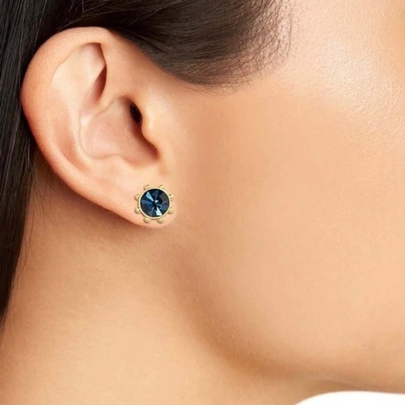 Kate Spade Flying Colors Blue Bezel Stud Earrings - Picture 3 of 6